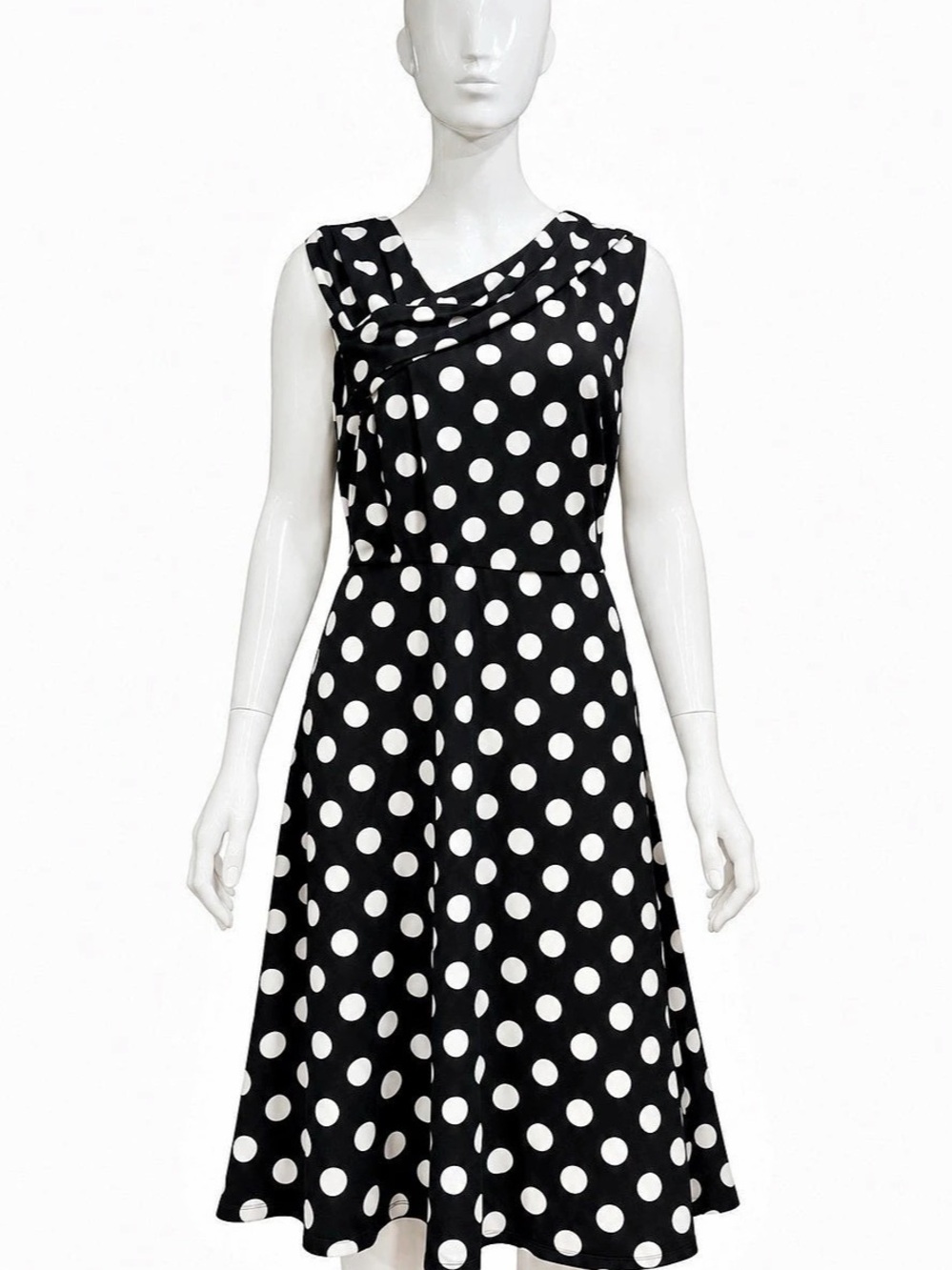 Taylor Polka Dot Midi Dress in Black & White Size 16W NWT
